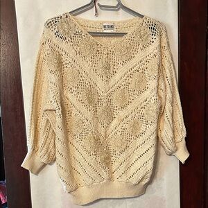 Vintage 90s Crochet & Tapestry Floral Sweater size M